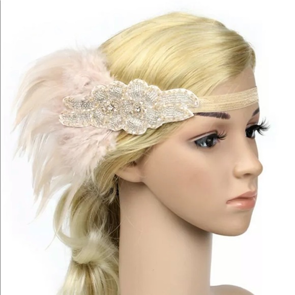 Feather Headband 1920’s Flapper Great Gasby Style - Picture 5 of 8